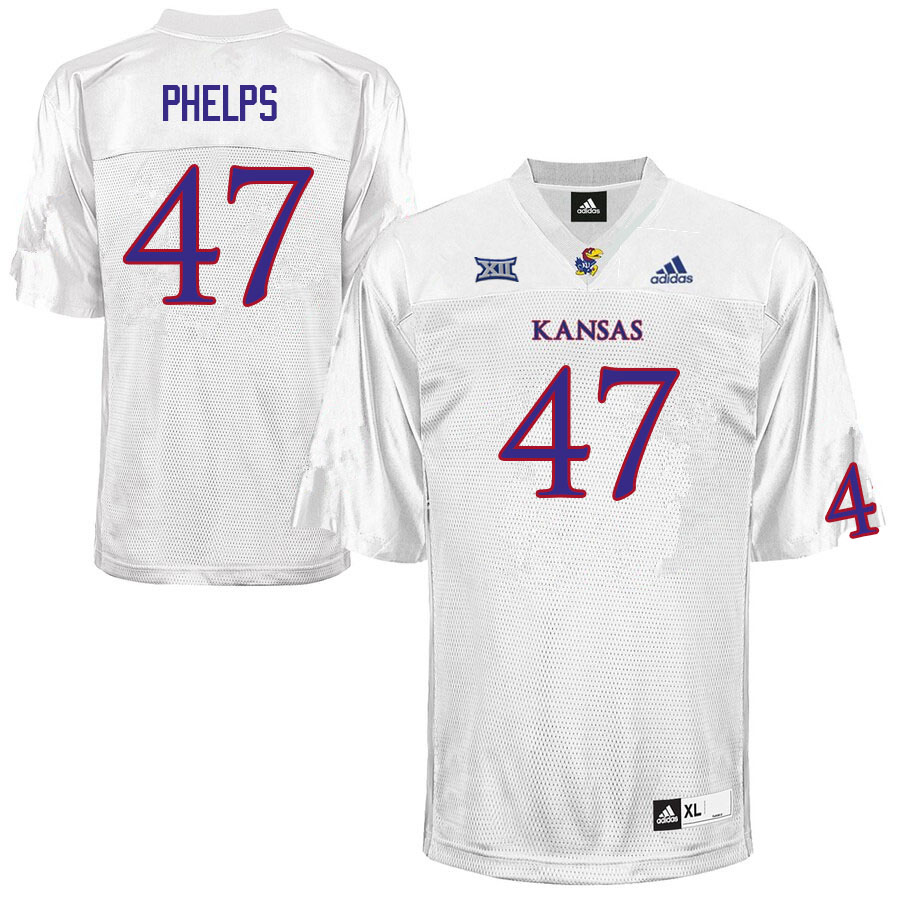 Men #47 Lonnie Phelps Kansas Jayhawks College Football Jerseys Sale-White - Click Image to Close